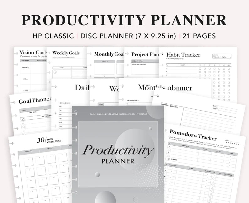 Productivity Planner Bundle Printable, Happy Planner Insert, Time Management Planner, Work Planner, Project Tracker, HP Classic Refill PDF - Neweggv