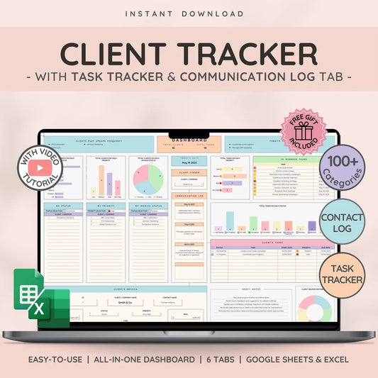 Client Tracker & Management for Small Businesses | CRM Tracker w/ Task Tracker and Communication Log for Customer and Lead Management - Neweggv