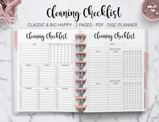 Cleaning Checklist Home Management Weekly Chores Monthly Cleaning Planner Schedule Mambi Classic Big Happy Planner PDF Printable Insert - Neweggv